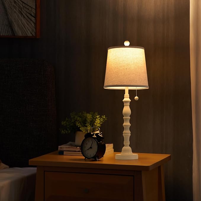 Terpsichore Modern Farmhouse Table Lamp Bedside Reading Lamps Living Room End Tables Set Lamps for Night Stands Bedroom Night Lamp,High 26.26 Inch,Sepia,with Fabric Lamp Shade,Bulb Not Included
