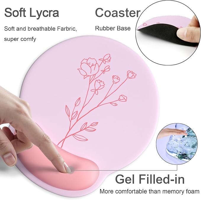 Ergonomic Mouse Pad with Wrist Rest Support,Gel Mouse Pads for Desk | Big Mousepad With Coaster Non-slip & Pain Relief for Computer, Home&Office Desk Decor