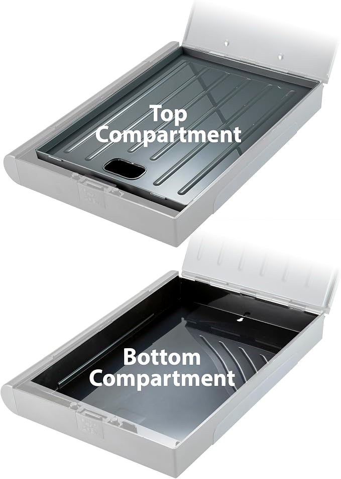 Officemate Double Storage Clipboard, Form Holder with 2 Compartments, Magnetized Storage, Pen Holder & Clip, Letter Size, Recycled Plastic, Gray/Black (83357)