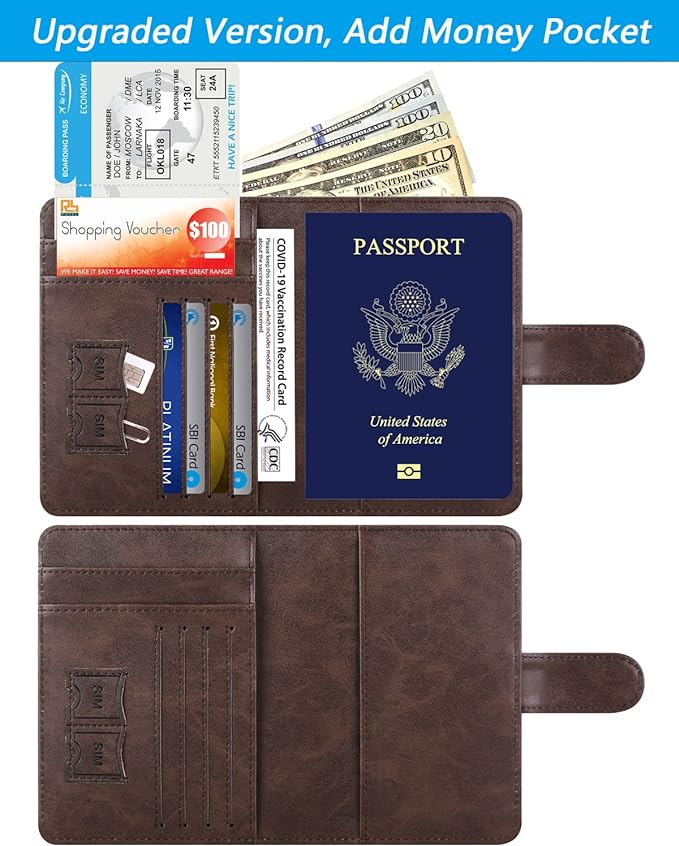 Passport Holder Cover Wallet RFID Blocking Leather Card Case Travel Accessories for Women Men (Z #Chocolate)