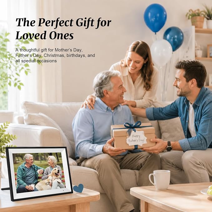 Digital Picture Frame, 10.1 Inch Digital Photo Frame with 32GB Storage, WiFi Photo Frame with 1280×800 HD IPS Touch Screen, Auto-Rotate Smart Electronic Frame, Share Photos and Videos via AiMOR App
