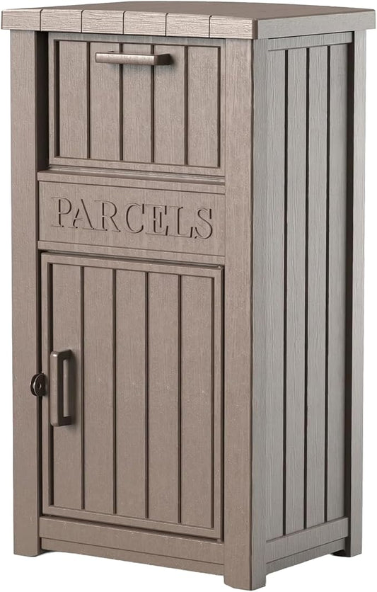 EFU Package Delivery Boxes for Outside, Lockable Anti-Theft Waterproof Delivery Boxes for Outside, Secure Parcel Drop Boxes for Porch & Curbside & House, Outdoor Package Box for Deliveries (Gray)