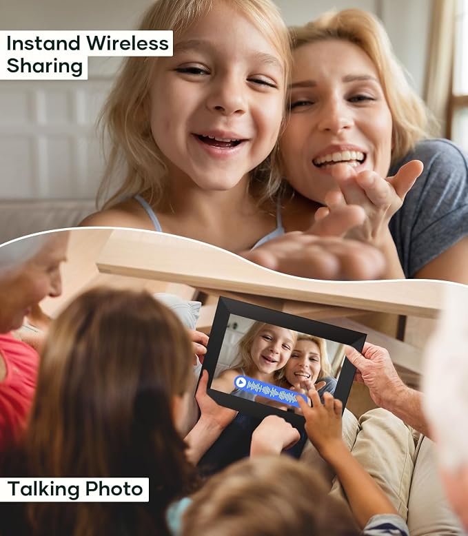 Cozyla Frame: 10.1" WiFi Digital Picture Frame with No Subscription & Unlimited Storage, Support Long Video, Electronic Photo Frame Gift for Family, Share Picture via Google Photos, App, Email, Web