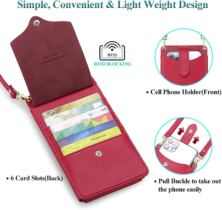 Peacocktion Small Crossbody Cell Phone Purse for Women, Lightweight Mini Small Crossbody Bags for Women with Card Slots