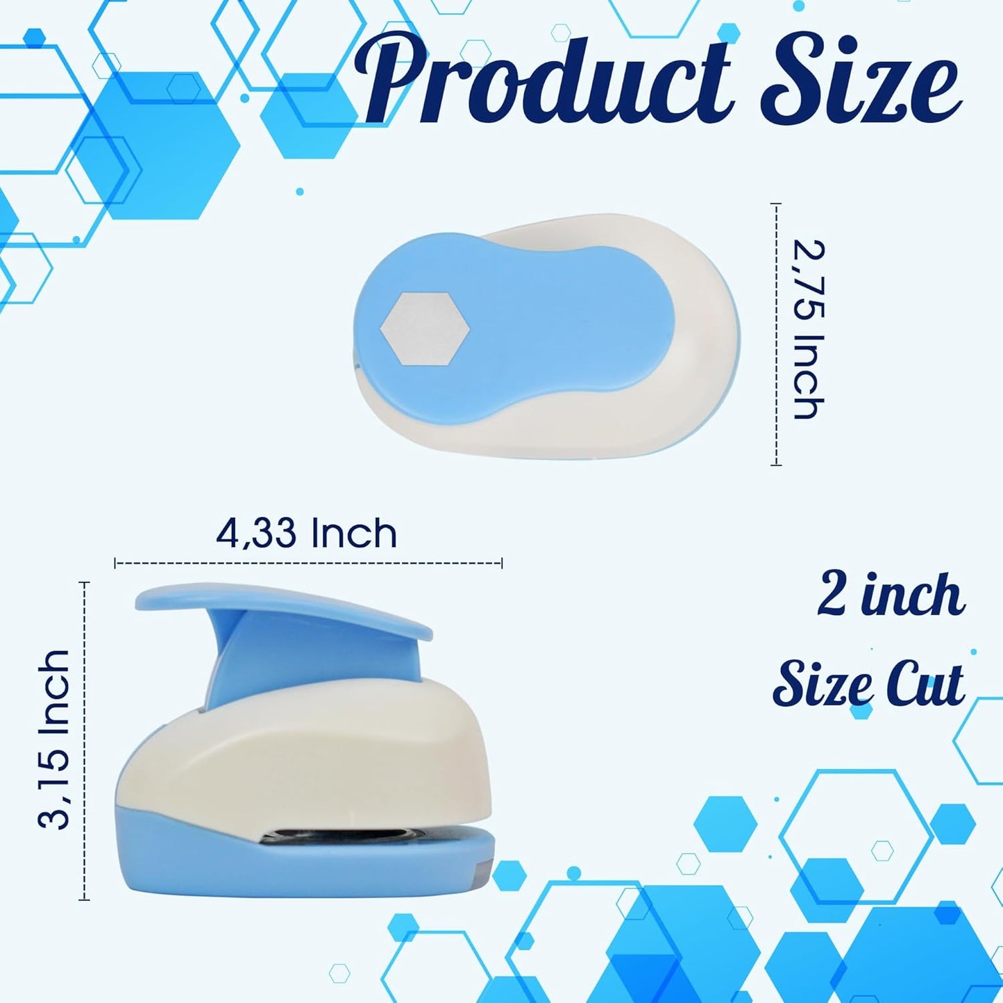 Hexagon Punch for Craft, Cut Size Out 2-Inch, Tool Hexagon Paper Punch for Scrapbook, Festival Cards,Craft Greeting Card Making, DIY Arts