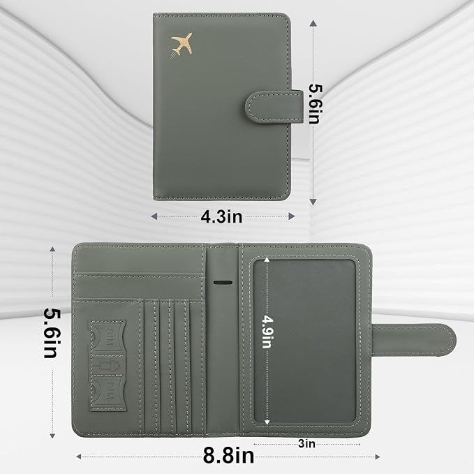 GOAUS Passport Holder for Travel with AirTag Slot, Passport Book Wallet | Cards Cash Pocket, RFID Blocking, Waterproof, Passport Case, Travel Gifts for Women Men, Faux Leather, AirTag Not Included