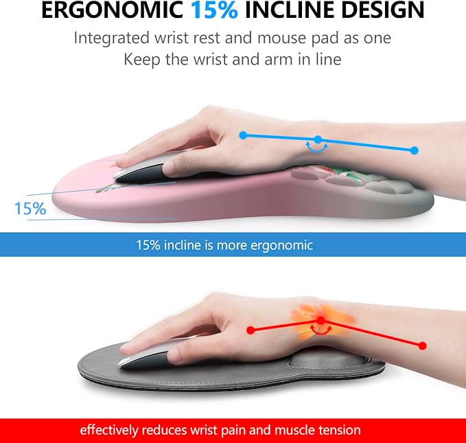 Mouse Pad with Wrist Rest & Keyboard Wrist Rest, Memory Foam