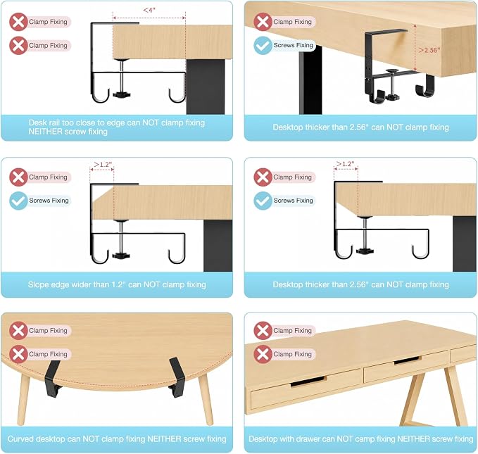 No Drill Under Desk Cable Management Tray, 30" Felt Cord Organizer | Clamp or Screw Mount, Converts to Privacy Panel, Pegboard Design, Wire Management for Standing Desk & Home Office