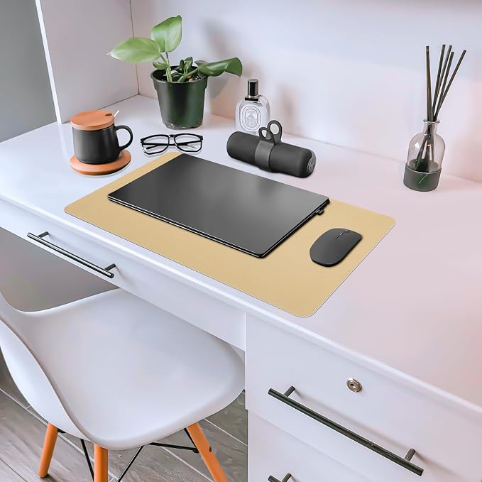 Leather Desk Pad Mat, Latte Desk Mat, 23.6" x 13.7" | Non-slip and Waterproof Computer Mat, Desk Protector for Office/Home, Desk Accessories