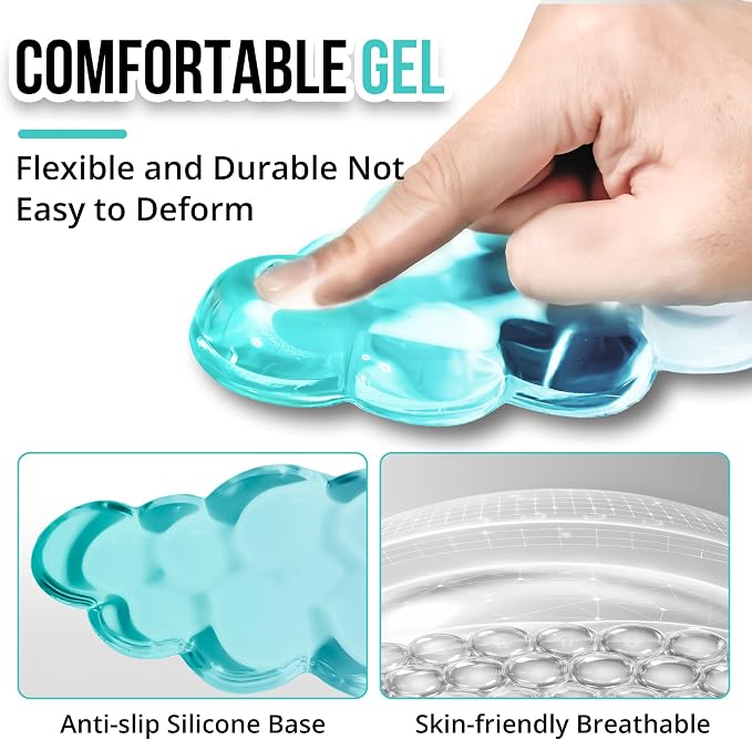 Cloud Wrist Rest Gel Set — Ergonomic Cloud Wrist Rest Keyboard and Mouse, Non-Slip Desk Accessories for Office and Home（Gradient Purple Cyan）