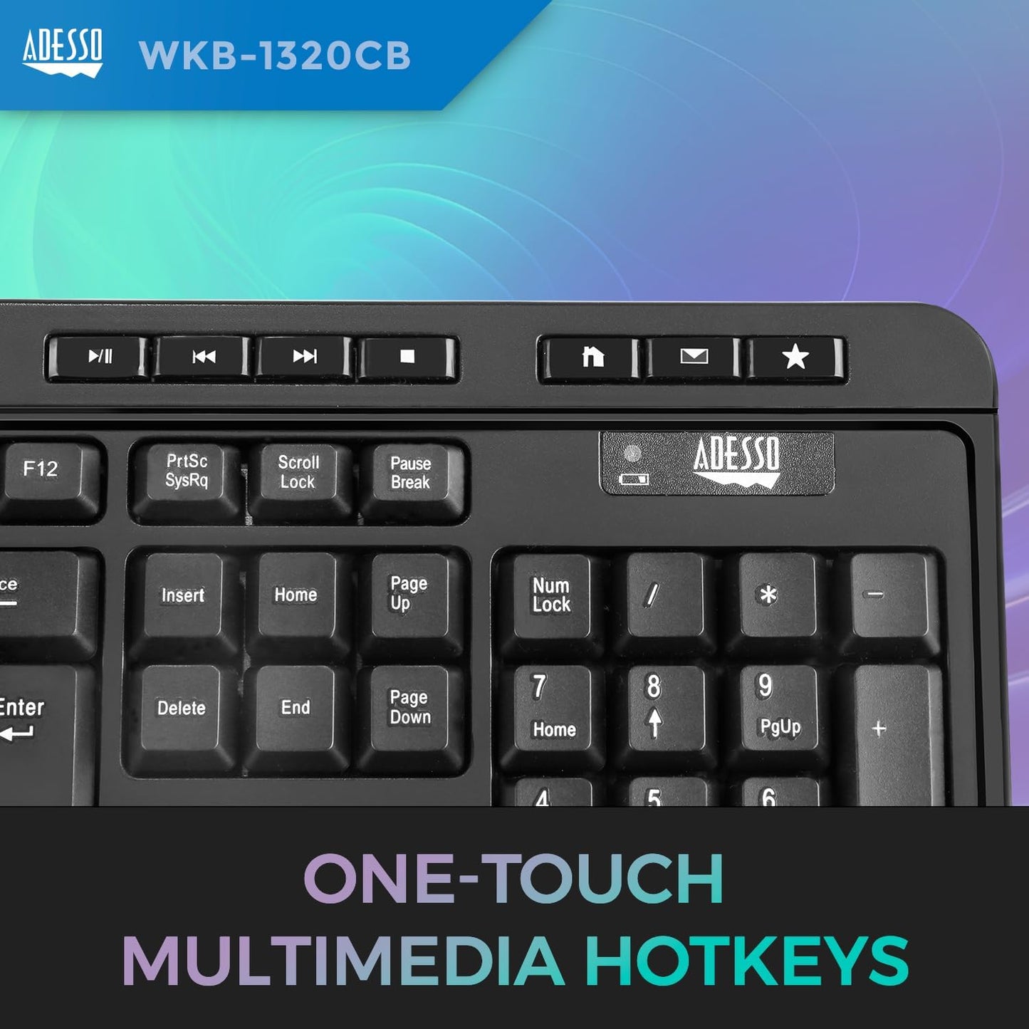 Adesso WKB-1320CB EasyTouch - Wireless Desktop Keyboard and Mouse Combo, Black