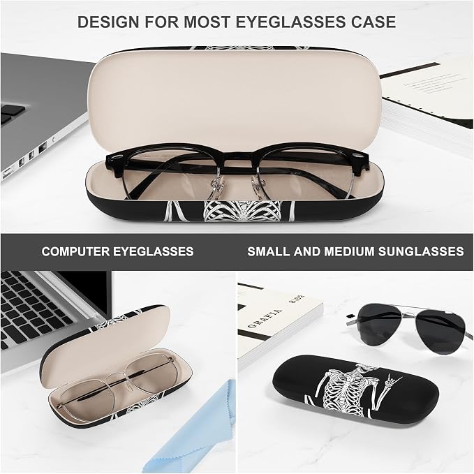 Eyeglasses Case, Portable Hard Shell Protective Case for Glasses, Eyeglass Holder Box for Women with Cleaning Cloth