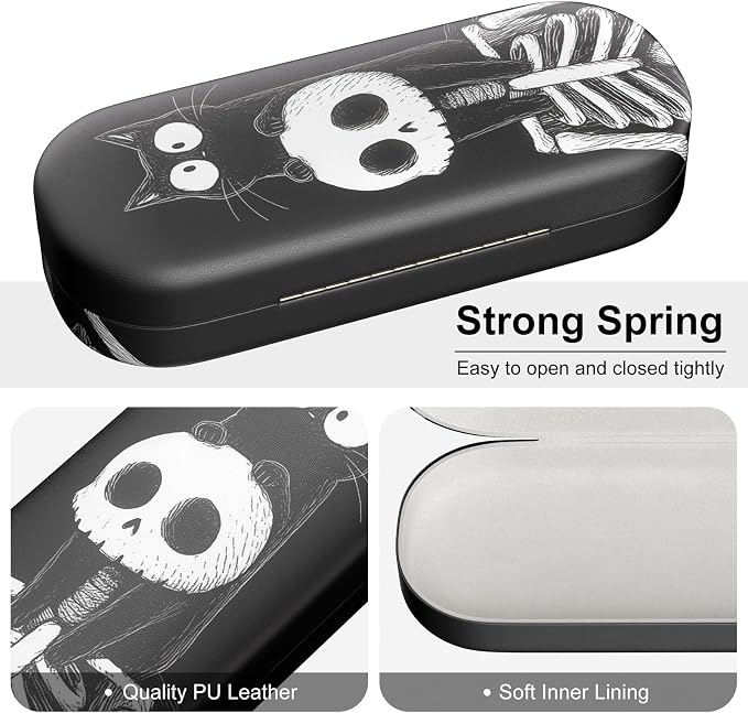 Hard Shell Leather Sunglasses Case,Classic Fashionable Cute Large Glasses Case for Women Men,Sunglass Eyeglasses