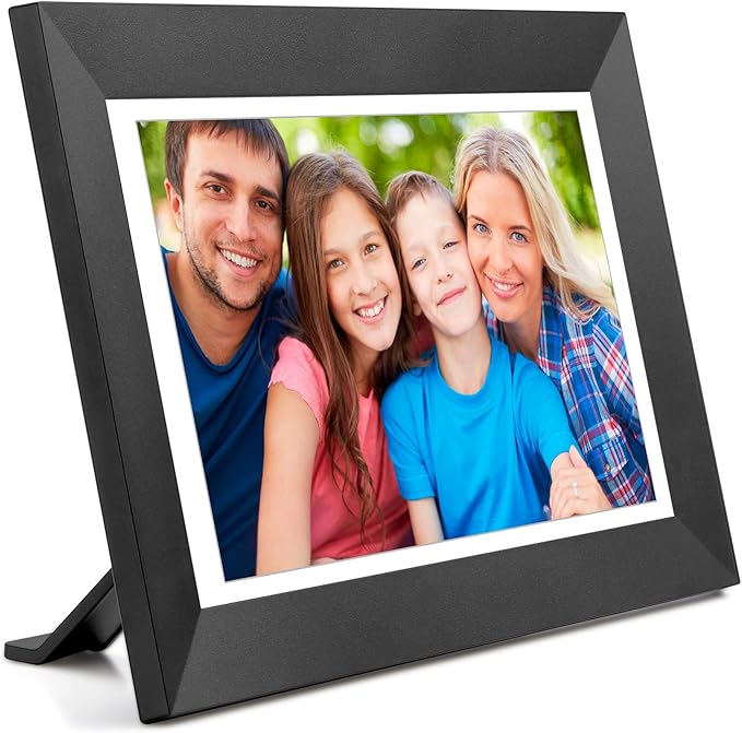 kimire Digital Picture Frame WiFi Digital Photo Frame Full HD 1366x768 IPS Touch Screen, 16GB Storage, Auto-Rotate, Support Micro Slot, Sleep Mode, Share Photos and Videos via APP(10 inch, Black)