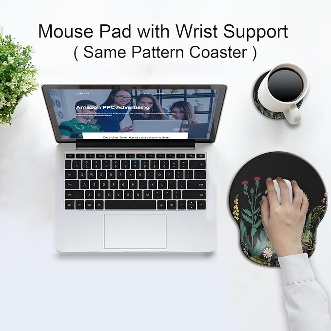 Ergonomic Mouse Pad with Wrist Rest Support,Gel Mouse Pads for Desk | Big Mousepad With Coaster Non-slip & Pain Relief for Computer, Home&Office Desk Decor