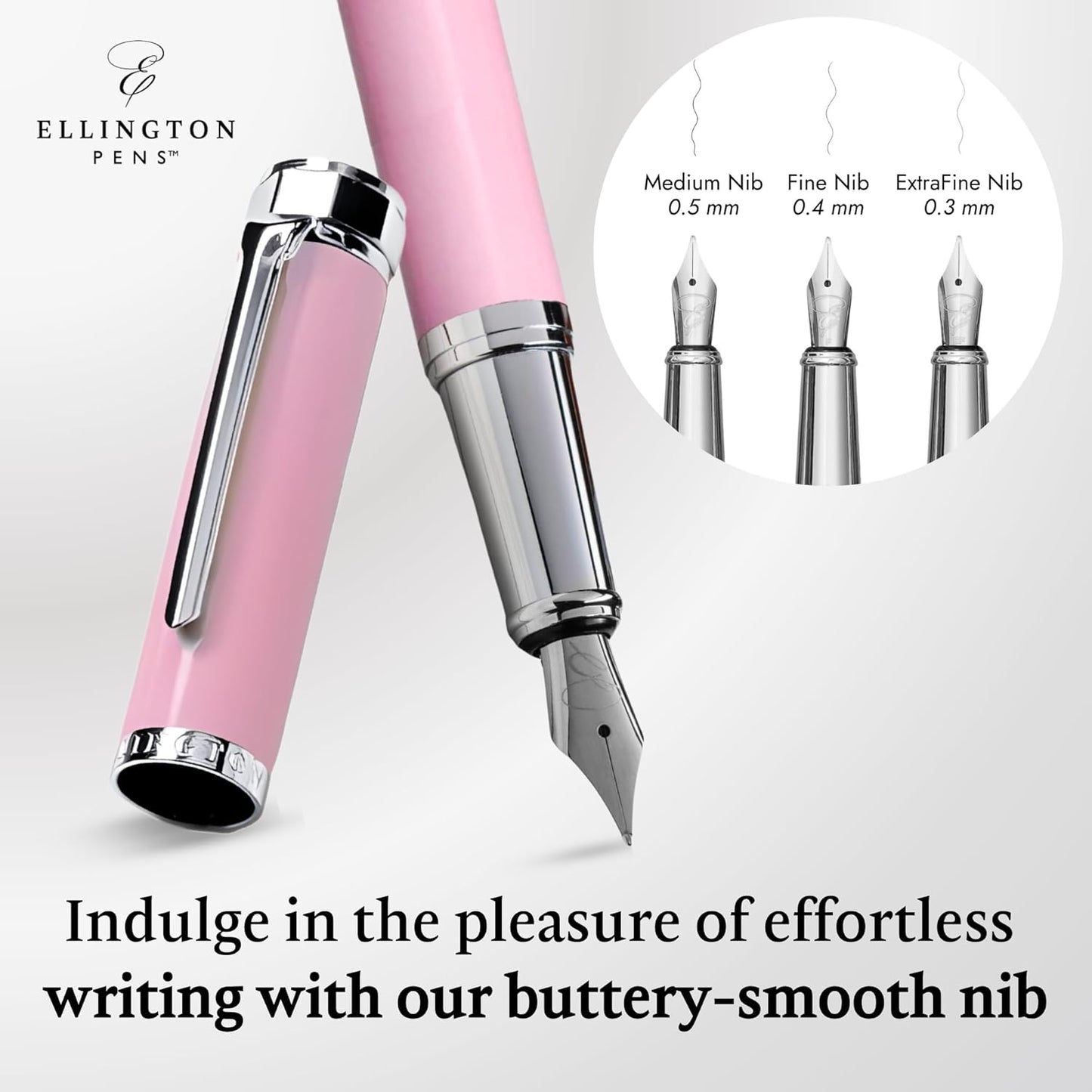 Luxury Fountain Pen Set- Fountain Pens for Writing - Smooth Medium Nib - Includes Refillable Ink Converter, 3 Ink Cartridges [Black & Blue], Gift Box - Elegant Calligraphy