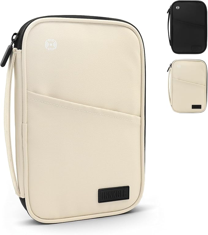 Passport Holder Travel Wallet, White | RFID Blocking, Waterproof, Multiple Compartments, Multiple Compartments， For Men and Women