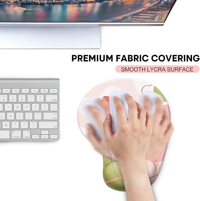 JIKIOU Ergonomic Mouse Pad with Gel Wrist Rest 2 Pack, Portable Small Rose | Upgraded-Prevent Gel Leakage, Ergonomic Design for Pain Relief, Cooling Gel filled, Smooth Lycra Surface, Non-Slip PU Base