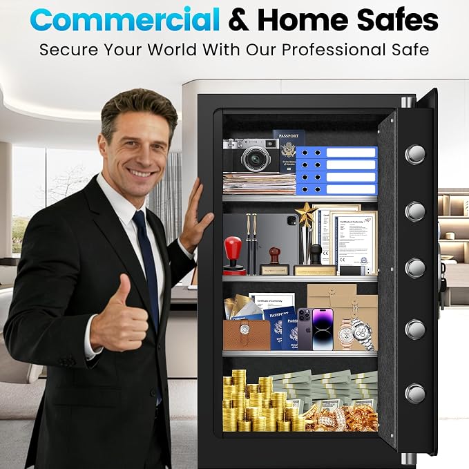 [𝟐𝟎𝟐𝟔 𝐔𝐩𝐠𝐫𝐚𝐝𝐞𝐝] [𝟑𝟓𝐌𝐢𝐧 𝟏𝟕𝟎𝟎°𝐅] True Fire Proof Safe for Home Documents, 7.2 Cuft Large Fireproof Safe With Removable Shelf, Heavy Duty Safe Box with Anti-theft for Cash Valuables