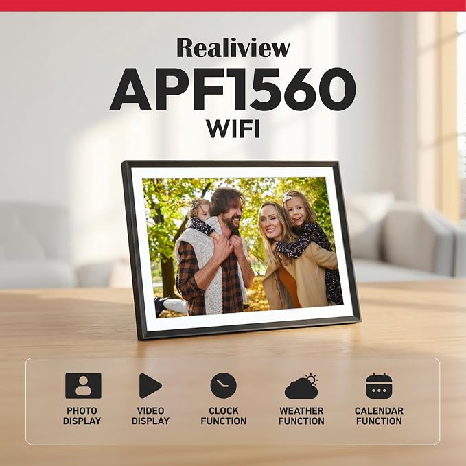 AGFAPHOTO FRAMEO WiFi Digital Picture Frame 15.6 Inch – HD Touchscreen Smart Photo Frame, Phone-Style 16:10 Ratio, Share Photos Instantly via App, 32GB, Auto-Rotate, Clock & Weather, Modern Design