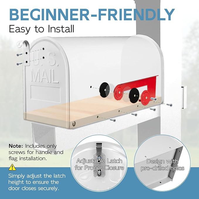 BlissBoard Metal Mailboxes Post Mount, Galvanized Steel Outside Mail Box, Standard Medium Capacity, 20 x 8.7 x 6.7 Inches, White