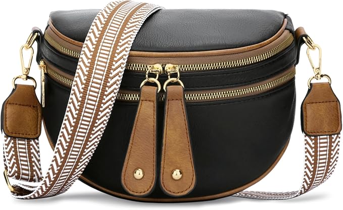 KKXIU Crossbody Bags for Women Vegan Leather Travel Bum Bag | Trendy Fanny Waist Pack | Shoulder Purse with Adjustable Strap