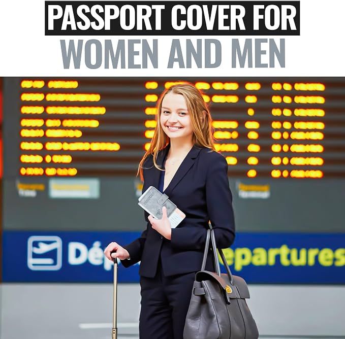 Passport Holder for Travel Essentials, Passport Wallet Cover Case for Travel Must Haves Accessories,Passport Book Holders for Women and Men BLACK (SILVER)