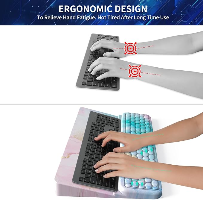 Keyboard Stand for Desktop, Keyboard Wrist Rest, Ergonomic Keyboards Holder for Easy Typing Working, Wrist pad for Keyboards with Comfortable Wrist Rest for Keyboard Blue Pink