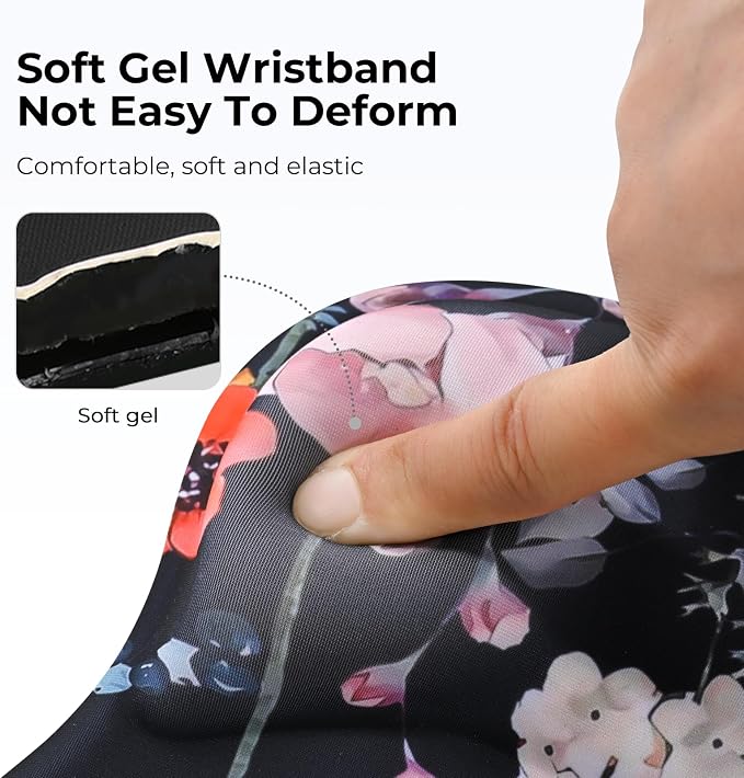 EooCoo Mouse Pad with Gel Wrist Rest, Ergonomic Mousepad Wrist Alignment | Middle Concave Design for Natural Wrist Alignment, Non-Slip Base Mousepad, Carpal Tunnel Relief, Office Desk Accessories