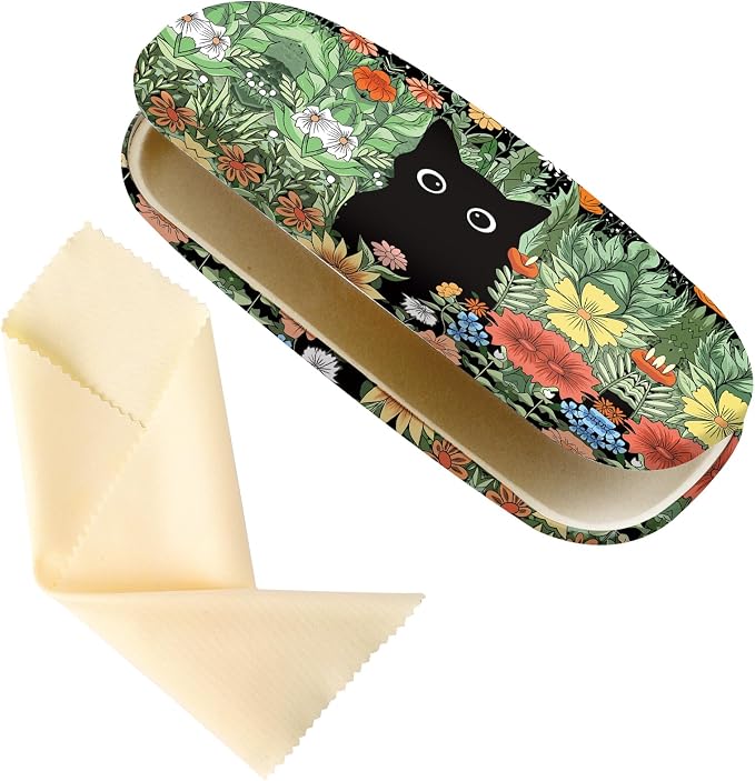 Glasses Case Hard Shell,Portable Protective Eyeglasses Case, Eyeglass Holder Box with Cleaning Cloth, for men women
