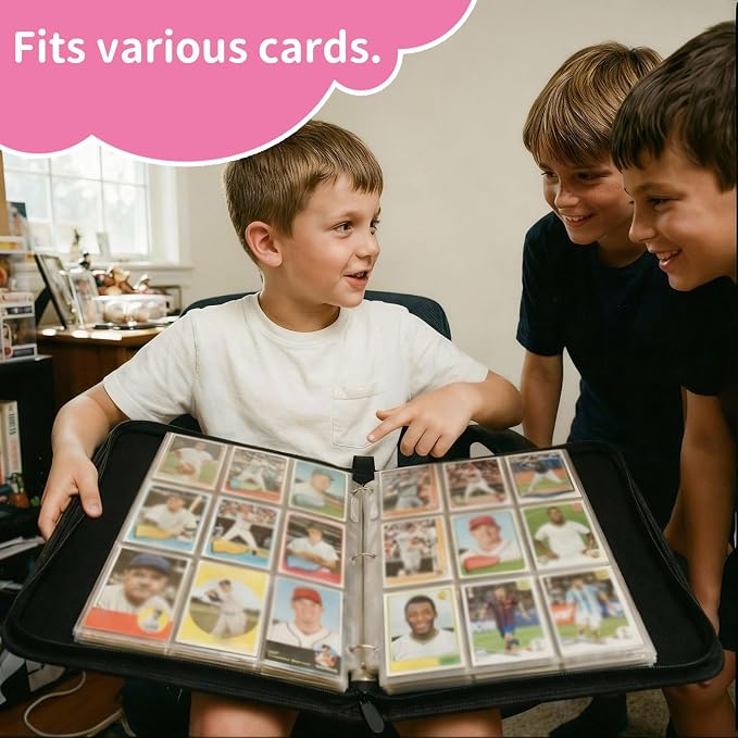 Ice Cream Drip Pattern Baseball Card Binder Waterproof Trading Card Binder Portable Collector Cardholder Album Case Gifts Baseball Cardholder for Boys Sports Game Supplies(900 Pocket,Pink)