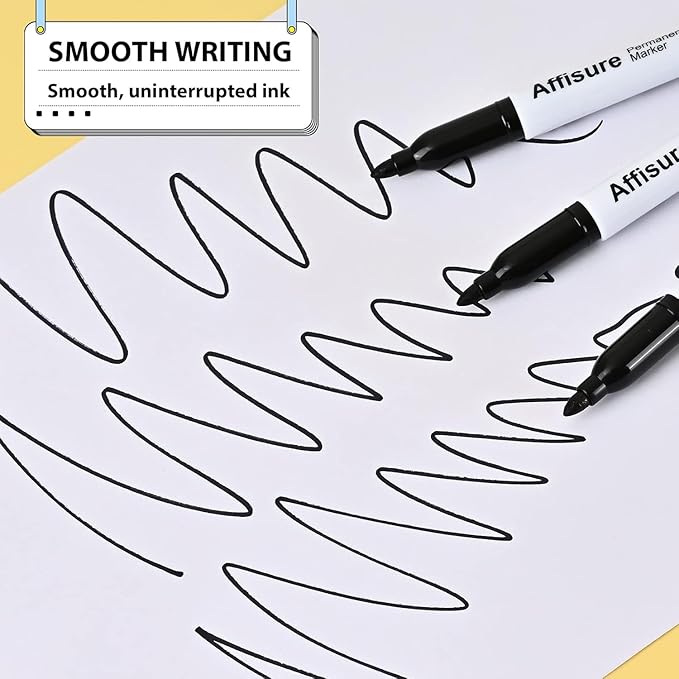 Permanent markers, 100 packs permanent markers bulk, quick dryingin one second, waterproof, smooth, noteasy to erase, durable, can be markedon glass, tiles and cloth, office supplies