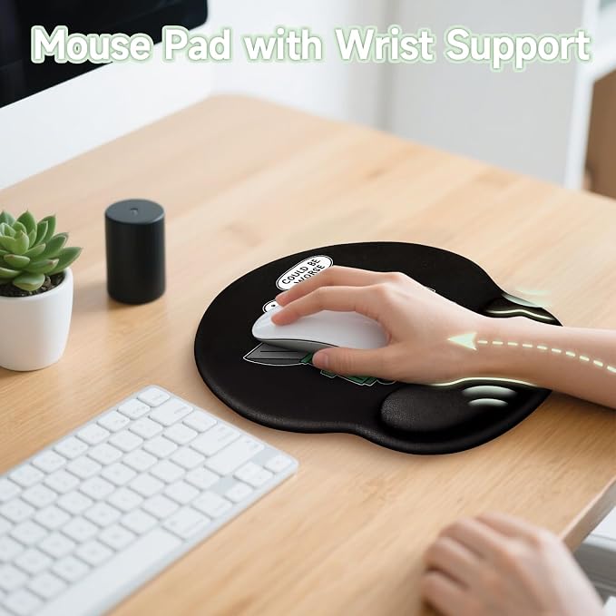LIMKRIAN Funny Goose Ergonomic Mouse Pad with Gel Wrist Rest | Non-Slip PU Base, Smooth Surface, Cooling Gel Eases Wrist Pain, Ideal for Office/Gaming/Home, 9.8 x 8.6 in, Desk Accessories