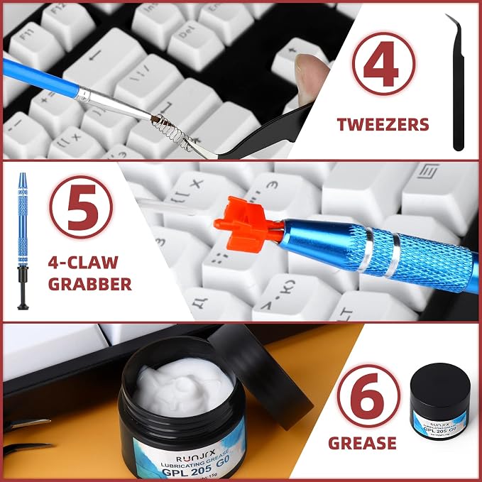 RUNJRX Keyboard Switch Lube Kit GPL 205G0 0.53oz/15g, Switch Opener for Cherry MX TTC Holy Pandas Switch,Switch Lube Tools for Gaming Keyboard