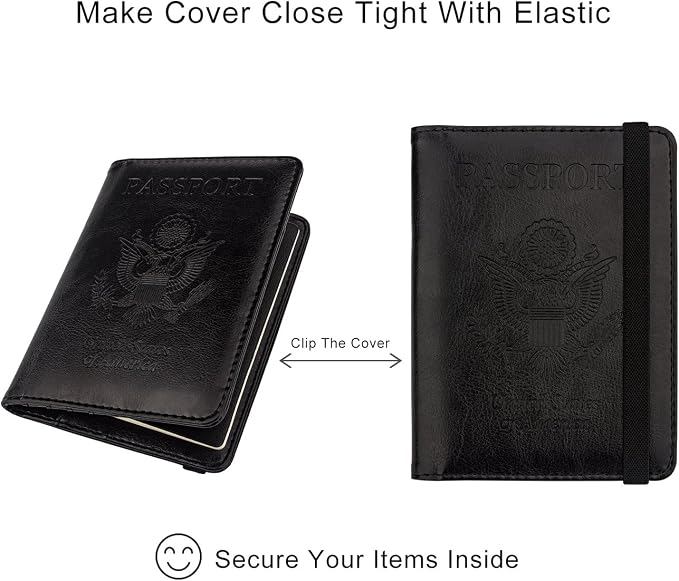 WALNEW Passport Holder for Travel, RFID Passport Wallet, Travel Essentials | PU Leather Passport Cover Case with Pen Holder, Travel Must Haves Accessories, Passport Book Holder for Women Men