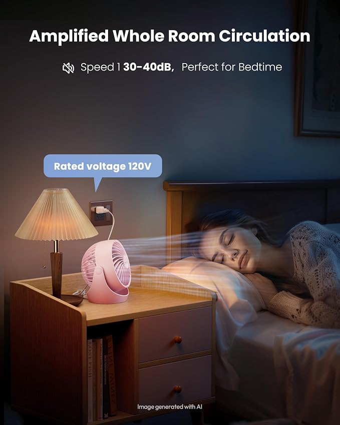 Gaiatop Desk Fan, 5-Inch Portable Electric Table Desktop Air Circulator Fans, Small but Powerful with 3 Speed 360° Adjustable Tilt for Cooling Home Dorm Office Bedroom Bathroom Kitchen, Pink