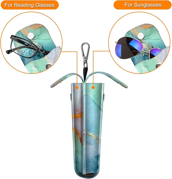 FINTIE Double Glasses Case with Carabiner Hook, Portable Vegan Leather Eyeglass Case Anti-scratch Sunglasses Pouch
