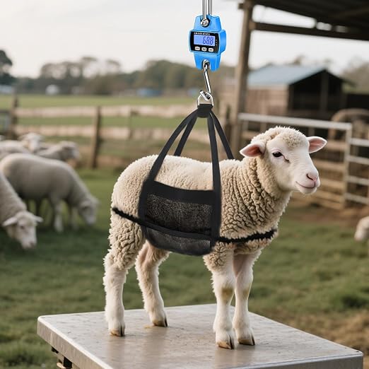 RoMech 660lb Digital Hanging Scale with Cast Aluminum Case, Handheld 300Kg Mini Crane Scale with Hooks for Farm Hunting Fishing Outdoor (Blue)