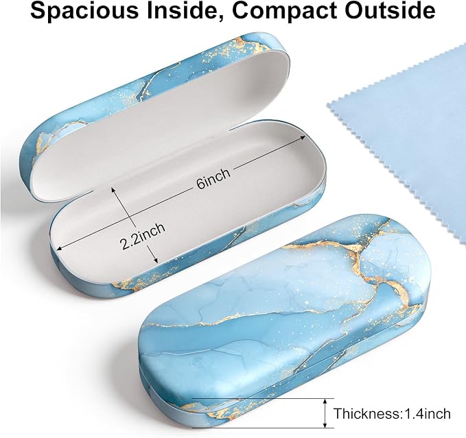 Hard Shell Leather Sunglasses Case,Classic Fashionable Cute Large Glasses Case for Women Men,Sunglass Eyeglasses
