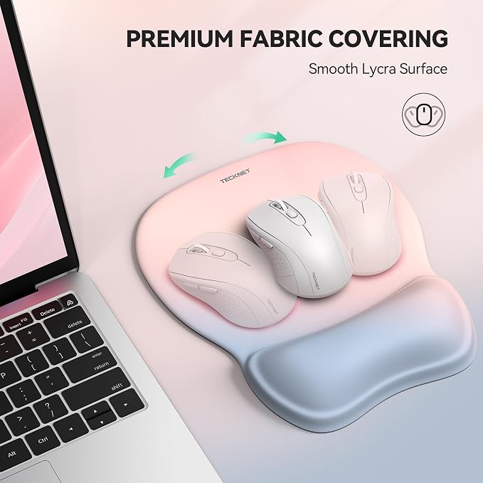 TECKNET Gel Ergonomic Mouse Pad with Wrist Rest, Non-Slip PU Base, Rainbow | Comfortable Gel Cushion, Pain Relief, Smooth and Waterproof Surface, Mouse Pad with Wrist Rest for Office, Gaming and Study