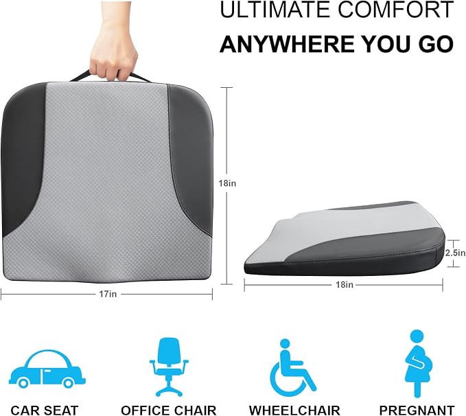 Allaboutsla Car Seat Cushion, Car Seat Cushions for Long Driving | Comfortable Memory Foam Driver Seat Cushion, Automotive Seat Cushions, Butt Pillow for Car,Truck, Office Chair, B&G