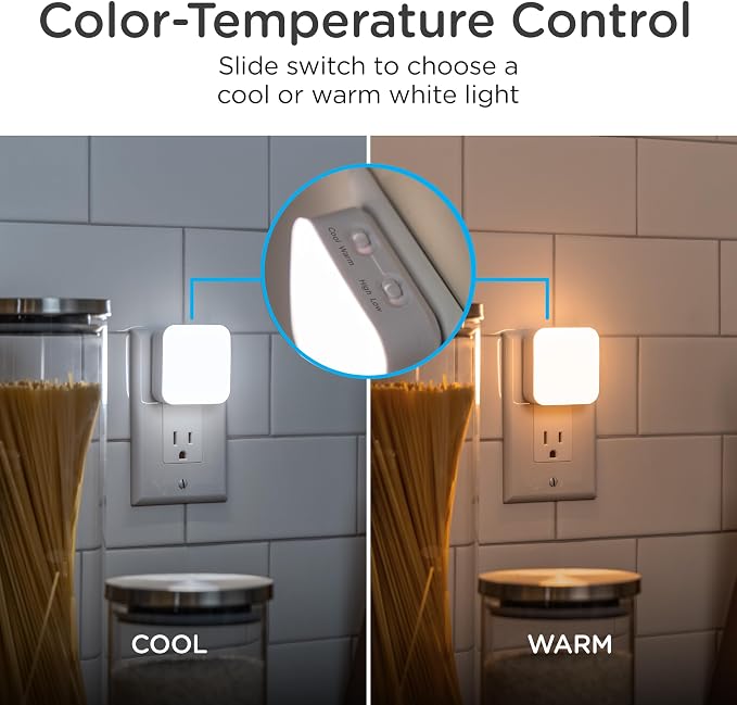 Lights by Night Night Lights Plug into Wall, Dimmable, Tunable White, 4-Pack, LED Plug in Nightlight, Dusk to Dawn Sensor, Adults, Kids Room, Bedroom, Bathroom, Nursery, Hallway, Kitchen, 82180