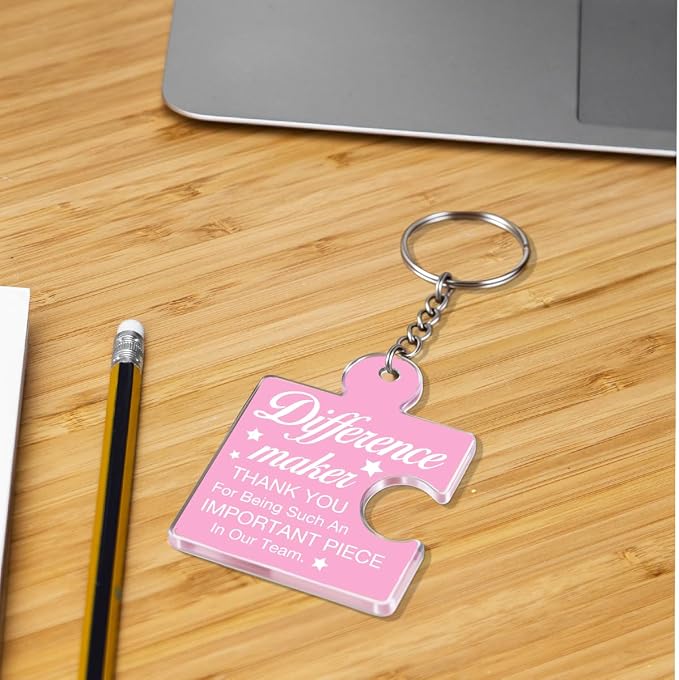 Team Appreciation Gifts Bulk Thank You Keychains for Coworkers | Gift Set for Employee, Staff, Teachers, Teamwork Puzzle Piece Keyring, Acrylic