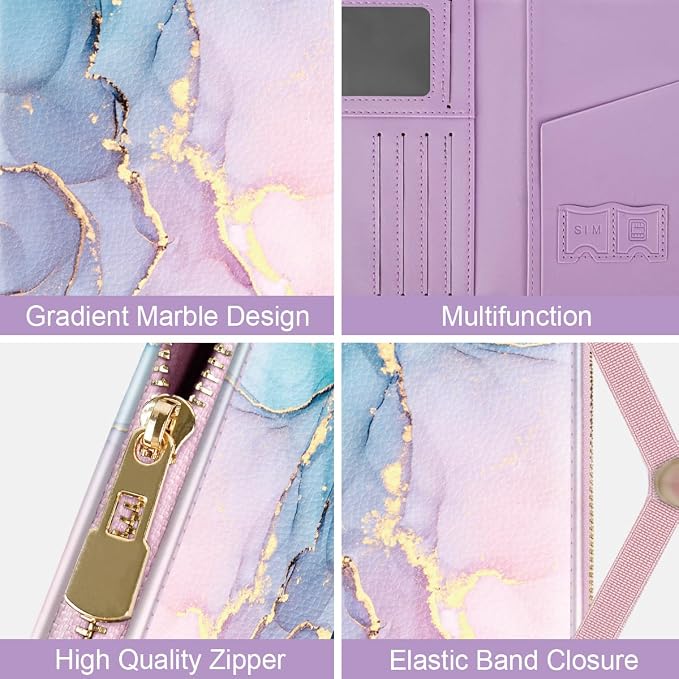 Passport Holder for Travel, RFID Blocking Passport Cover for Women Zipper | Travel Wallets, Passport Book Holder, Credit Card Holder, ID Window,SIM Card Slots, Coin & Tickets Pocket, Rainbow