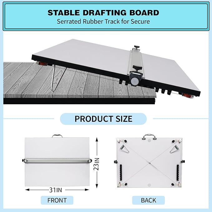 Portable Drafting Board, 23"X31" Professional Architecture Drafting Board, Tabletop Drawing Board with Ruler & Parallel Bar, Drafting Tools for Architects, Artists, Engineers, and Designers