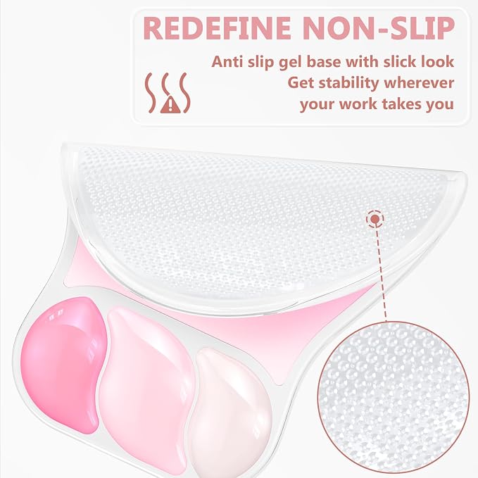AKIT Ergonomic Mouse Pad and Keyboard Wrist Rest Set,Gel Mousepad,Rose Pink | Wrist Support for Computer Keyboard, Non-Slip PU Base, Pain Relief, Typing Comfort, Fit for Gaming, Office, Home