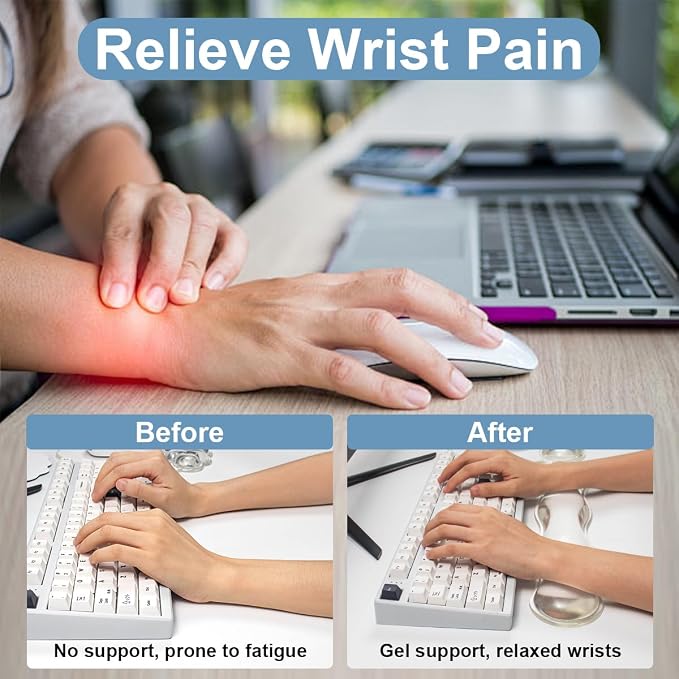 Gel Keyboard and Mouse Wrist Rest Set - Ergonomic Gel Mouse Pad with Wrist Support for Typing Pain Relief/Office/Computer/Laptop/Gaming