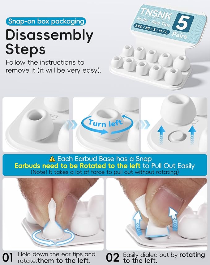 5 Pairs Replacement Ear Tips for AirPods Pro 3(White) | with Noise Reduction Hole,Built-in dust Guard Screen Silicone Ear Tips with Cleaning Pen - 5 Sizes(X-X-Small)