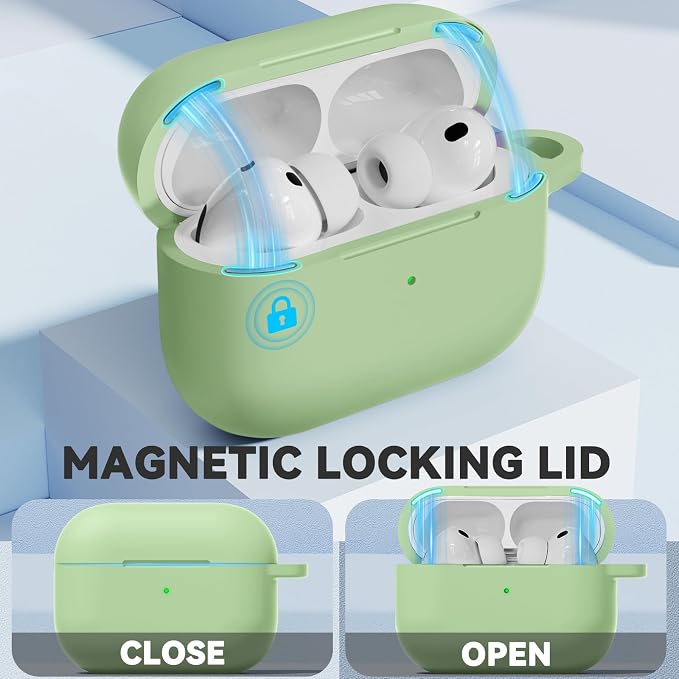 Ljusmicker for AirPods Pro 3 Case 2025 with Cleaner Kit,Magnetic Mint Green | Soft Silicone Protective Cover for Apple AirPod Pro 3rd Generation Case with Keychain for Women Men,Shockproof,Magnetic