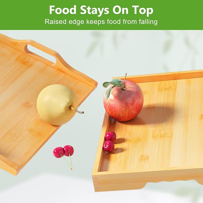 Youpehom Bamboo Bed Tray Table with Folding Legs, Medium, Bamboo | Bamboo bed tray with folding legs, handles and raised edges for meals, laptops, reading and serving in bed or on a sofa.